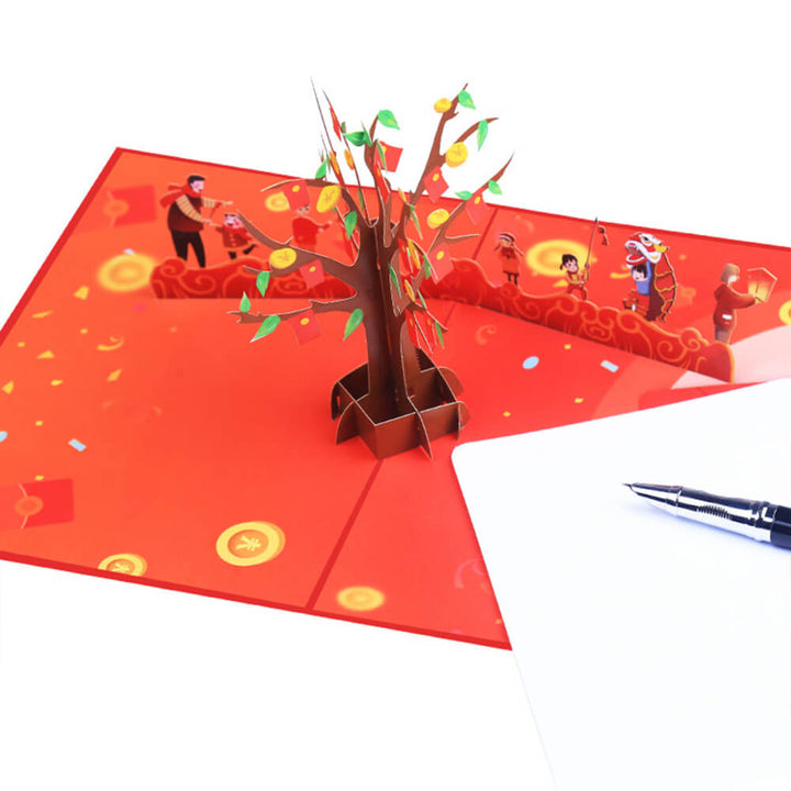 Kokorosa New Year Theme Red Envelope Tree 3D Greeting Card