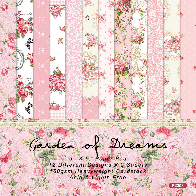 Kokorosa 24PCS  6"  Garden of Dream Theme Scrapbook & Cardstock Paper