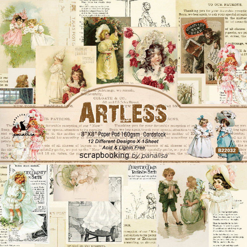 Kokorosa 24PCS  8" Artless Theme Scrapbook & Cardstock Paper