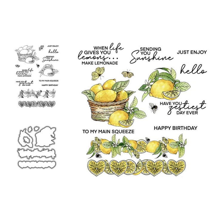 Kokorosa Summer Lemon Theme Dies with Stamps Set