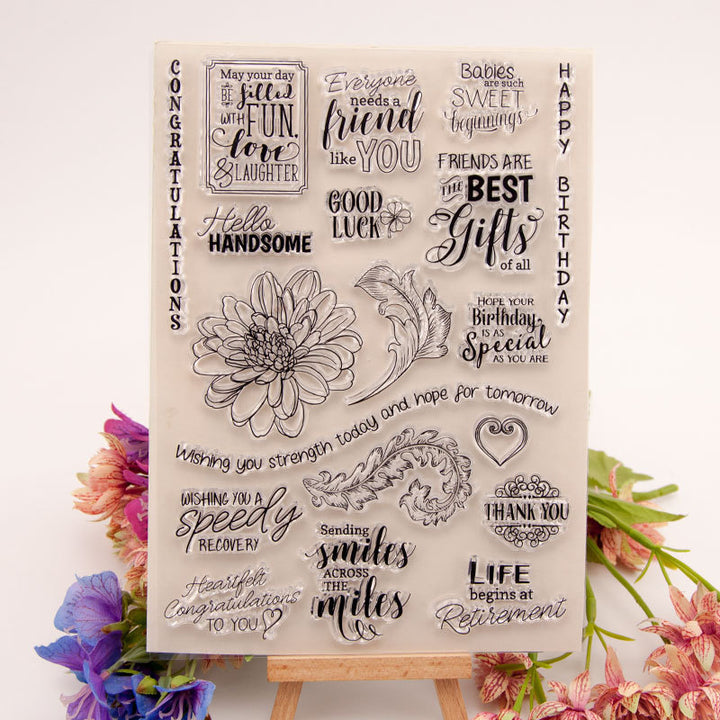 Kokorosa Grateful Words Clear Stamps