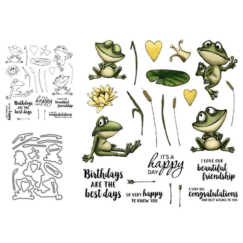 Kokorosa Happy Cartoon Frog Dies with Stamps Set