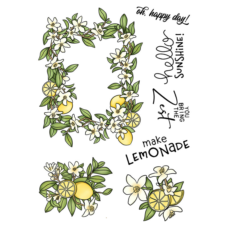 Kokorosa Lemon Flower Wreath Dies with Stamps Set