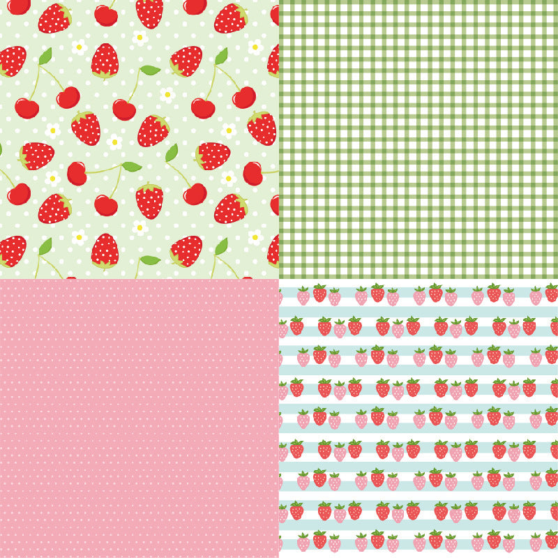 Kokorosa 24PCS  6"  Fresh Strawberry Theme Scrapbook & Cardstock Paper