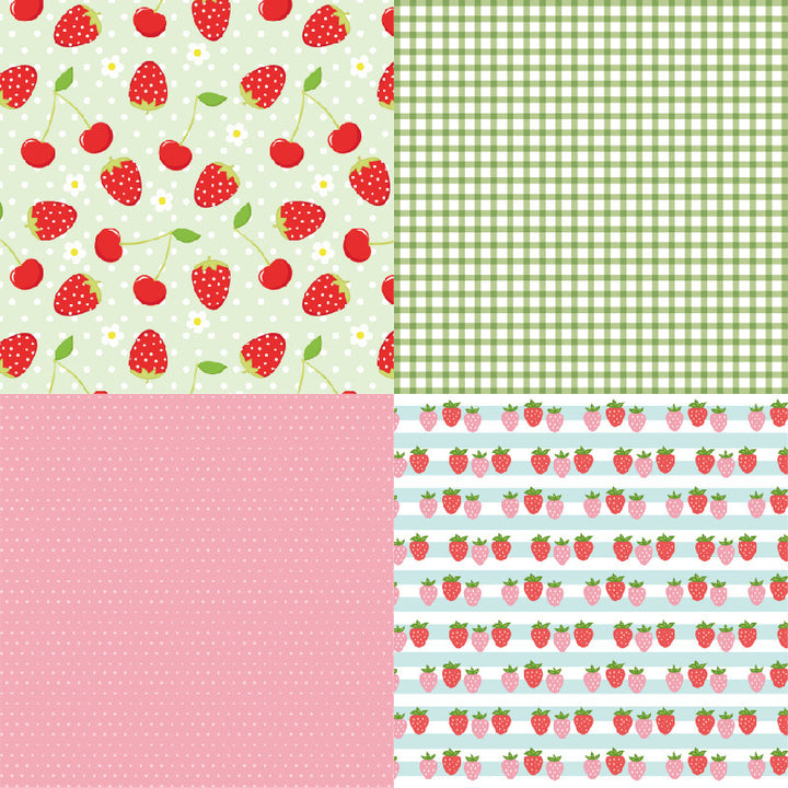 Kokorosa 24PCS  6"  Fresh Strawberry Theme Scrapbook & Cardstock Paper