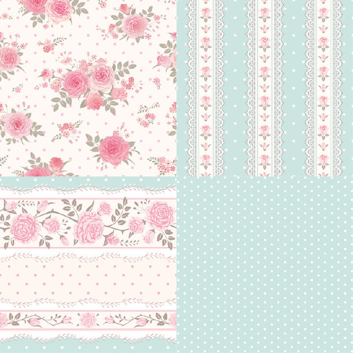 Kokorosa 24PCS  6"  Rose in Spring Theme Scrapbook & Cardstock Paper