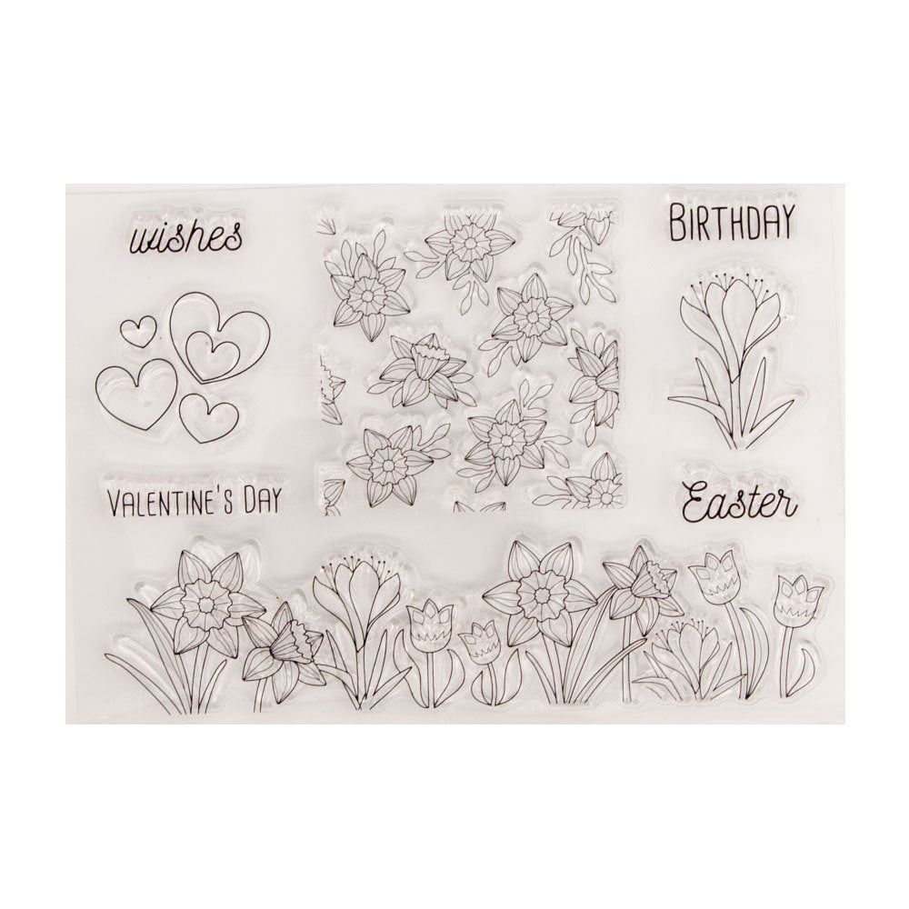 Kokorosa Summer Flower Bush Clear Stamps