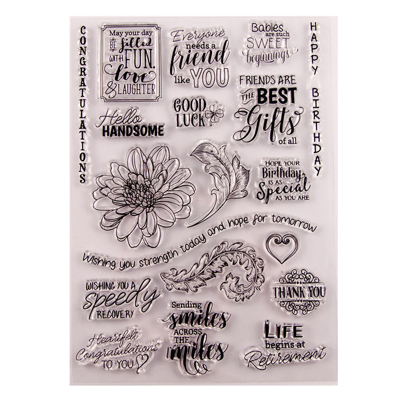 Kokorosa Grateful Words Clear Stamps