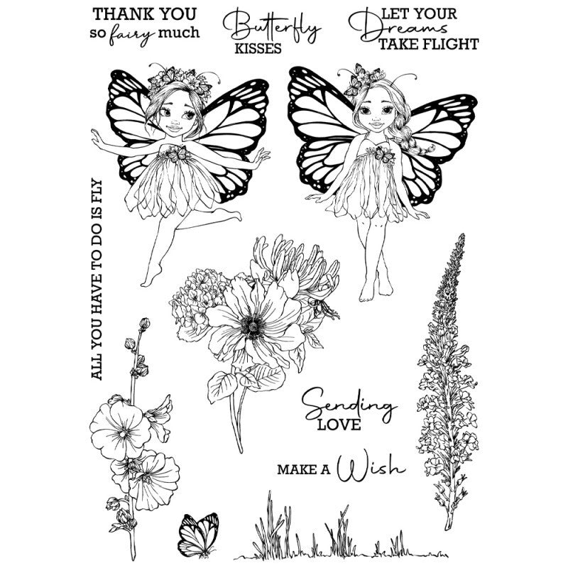 Kokorosa Butterfly Fairy & Flower  Dies with Stamps Set