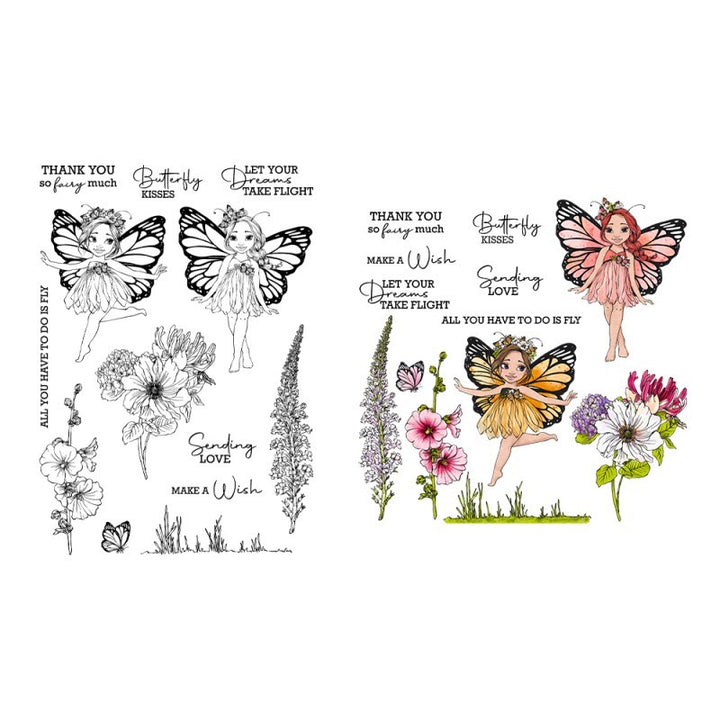 Kokorosa Butterfly Fairy & Flower  Dies with Stamps Set