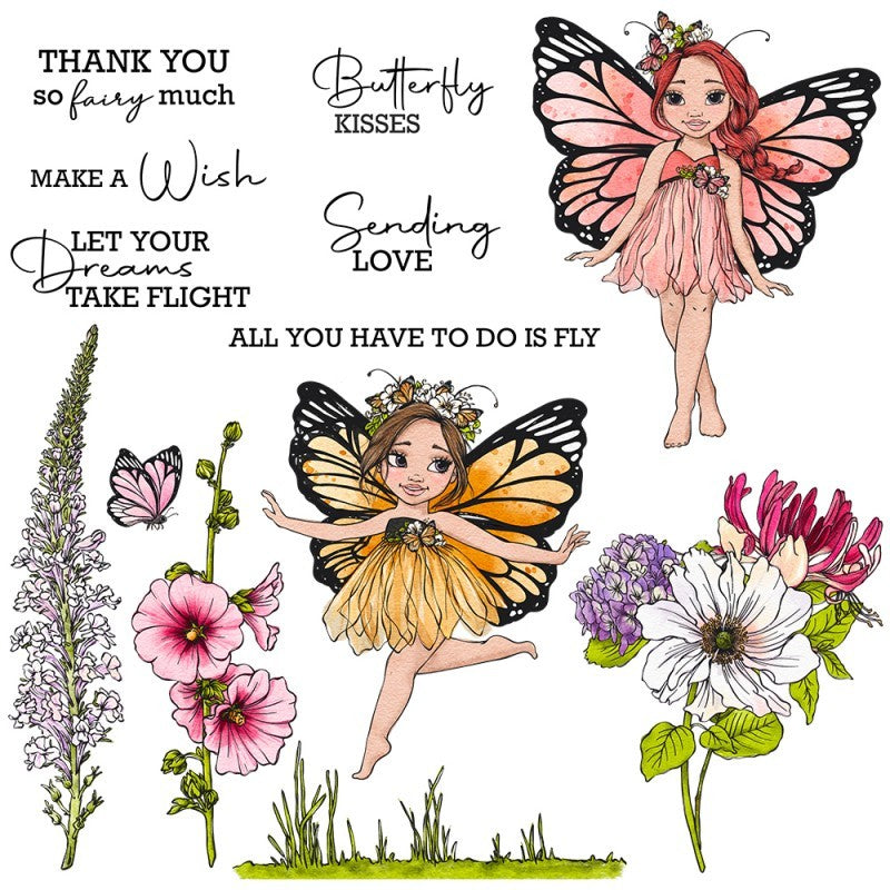 Kokorosa Butterfly Fairy & Flower  Dies with Stamps Set