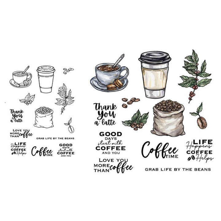 Kokorosa Coffee Time Theme Dies with Stamps Set