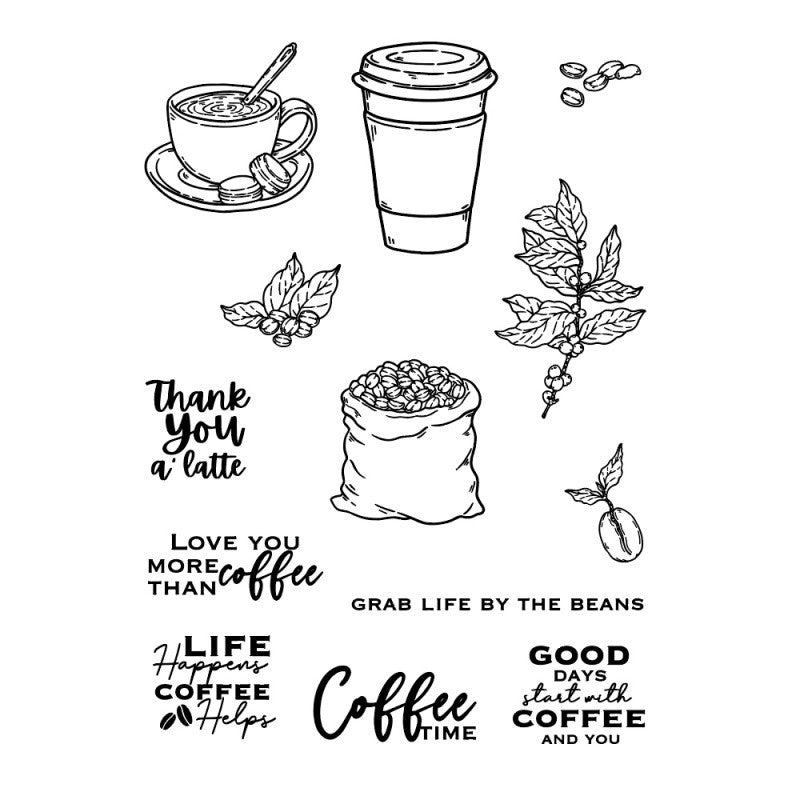 Kokorosa Coffee Time Theme Dies with Stamps Set