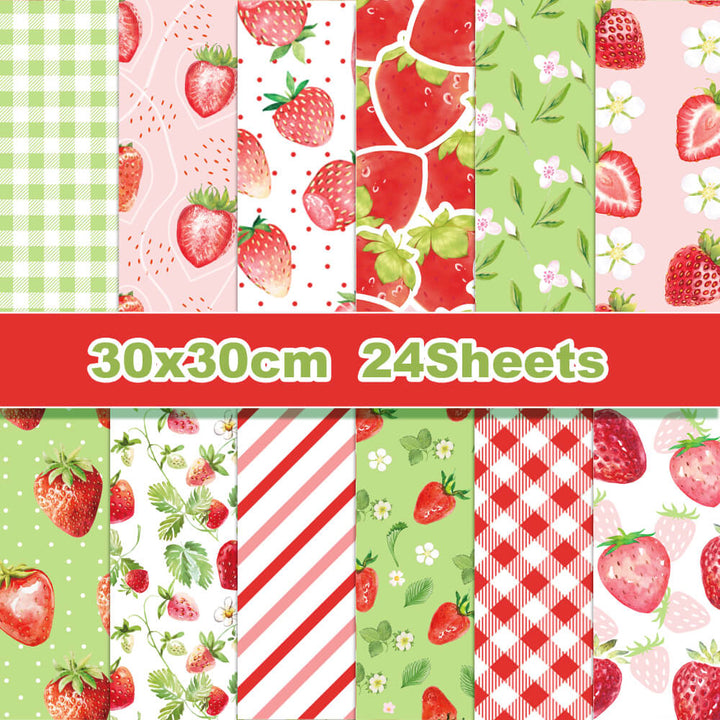 Kokorosa 24PCS 12" Strawberry DIY Scrapbook & Cardstock Paper